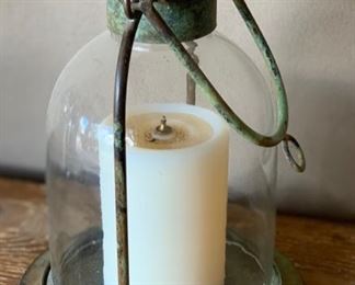 2pc Rustic Metal & Glass Candle Lanterns	15in H x 11in diameter		SC140