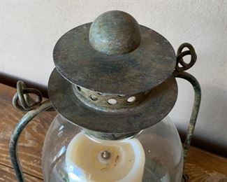 2pc Rustic Metal & Glass Candle Lanterns	15in H x 11in diameter		SC140