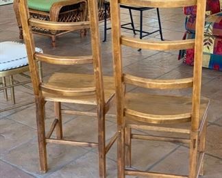2pc Rustic Mexican Ladder Back Chairs PAIR	48x18x20in   seat height: 18in H	HxWxD	SC149