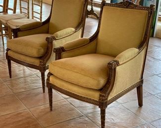 2pc Sherrill Furniture Carved Wood Frame Chairs PAIR	39x28x32in	HxWxD	SC151