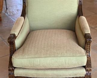 2pc Sherrill Furniture Carved Wood Frame Chairs PAIR	39x28x32in	HxWxD	SC151