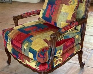Sherrill Furniture Wood Framed Chair Red/Yellow Pattern	35x31x29in	HxWxD	SC155