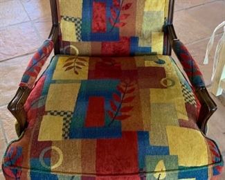 Sherrill Furniture Wood Framed Chair Red/Yellow Pattern	35x31x29in	HxWxD	SC155