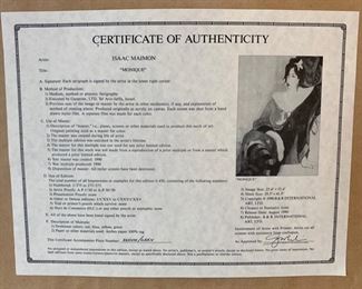 *Signed* Serigraph Isaac Maimon Monique	45x34.5in		SC174