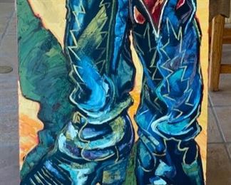 *Original* art Black Boots Cowboy signed art	48x24in		SC175