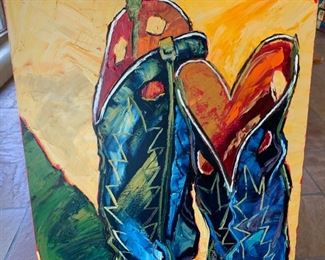 *Original* art Black Boots Cowboy signed art	48x24in		SC175