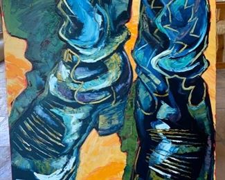*Original* art Black Boots Cowboy signed art	48x24in		SC175