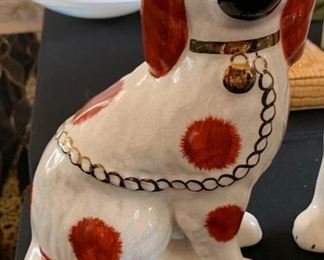 2pc Staffordshire Porcelain Dogs Staffordshire Dogs Spaniels  PAIR Russet Red	9x7x4.5in	HxWxD	SC212