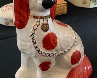 2pc Staffordshire Porcelain Dogs Staffordshire Dogs Spaniels  PAIR Russet Red	9x7x4.5in	HxWxD	SC212