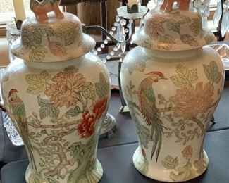 2pc Chinese Foo Dog Ginger Jars PAIR	19in H x 10in diameter at widest		SC213