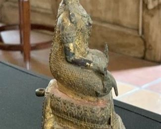 Antique Gilt Bronze buddha statue Rattanakosin Thai	8.5x5.75x3.25in	HxWxD	SC221