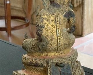 Antique Gilt Bronze buddha statue Rattanakosin Thai	8.5x5.75x3.25in	HxWxD	SC221
