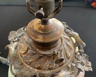 Victorian  Hand Painted Cast Iron Lamp 210	16inx10x10in		SC225