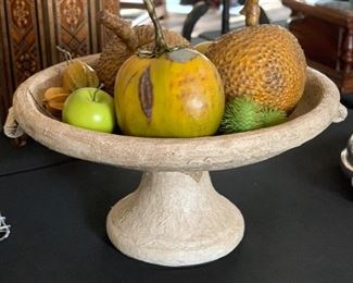 Huge Ceramic Rustic Centerpiece Bowl w/ faux fruit	12x19x15in		SC231