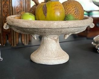 Huge Ceramic Rustic Centerpiece Bowl w/ faux fruit	12x19x15in		SC231