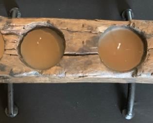 Rustic Wood & Iron Candle Holder	6x16.5x8in		SC235