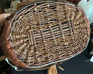 Artist Made Rustic Hide & Leather Weave Basket	15x18.5x15.5in	HxWxD	SC236