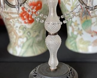 Cast Iron & Crystal 2-Candle Candelabra	15x15x7in without candles	HxWxD	SC246