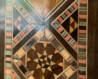 Octagon inlay parquet Pedestal Stool Indian	18.75in Hx 13.25in diameter	HxWxD	SC261