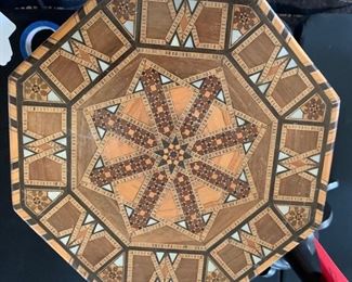 Octagon inlay parquet Pedestal Stool Indian	18.75in Hx 13.25in diameter	HxWxD	SC261