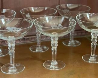 6pc PFG Southwest Etched Margarita Glasses	7in H x 6 in diameter		SC267