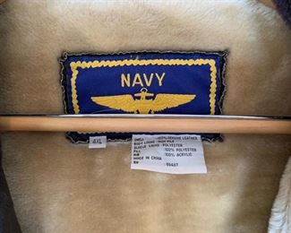 Vintage Navy Leather Bomber Jacket	4XL		AF102