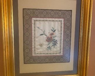 #363 - Embroidered flowers on silk (23 1/3” x 19 1/2”) - $115 ea.