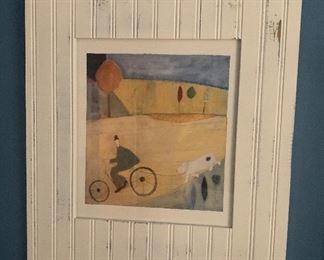 #380 - Pair of whimsical prints with bead board frame (23” x 26”) - $95 ea. or $175 for pair