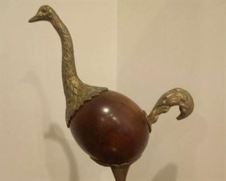 #502E - Sarreid Ltd handcrafted in Spain (18”) wood and brass ostrich bird sculpture - $225