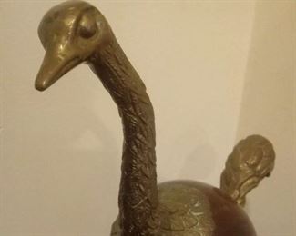 #502E - Sarreid Ltd handcrafted in Spain (18”) wood and brass ostrich bird sculpture - $225