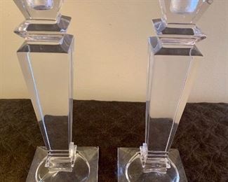 #541B - 9" Royal Doulton crystal candlestick holders - $110.00