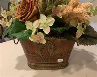 #683E - Silk flower in embossed metal pot - $18.00