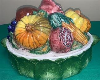 #555P - Covered dish hand painted in Italy for Newman Marcus - $95
