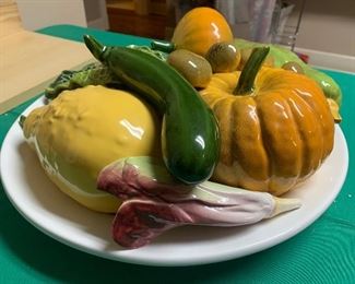 #574P - J Willfred fall round platter of veggies figurine - $175.00