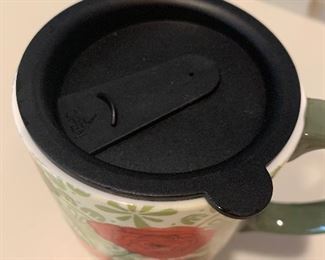 #727E - Cypress Home ceramic cup with lid - $8.00. (6 1/2" t)