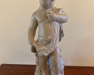 #742E - Terra cotta sculpture of young girl (as is - see crack around neck) (16") - $45.00