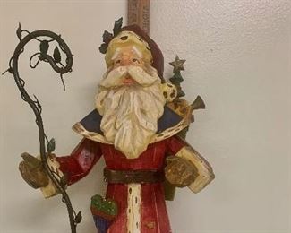 #599R - Rustic Santa with metal staff and toy pack on back. 25" t - $75.00