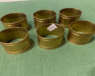 #1111B - Six oval brass napkin rings - $6.00. Please remember there is a $20 minimum purchase requirement for this sale. 