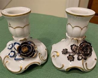 #1120B - Antique porcelain candle holders - $25.00.