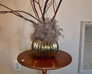 #1005M - Brass vase with dried materials - $25.00.