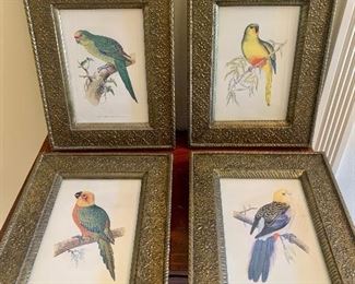 #593F - Set of 4 birds in gold embossed frames - $300.00.
