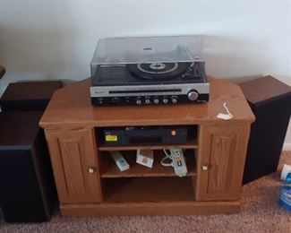 TV Stand - Record Player - VHS Player - Speakers