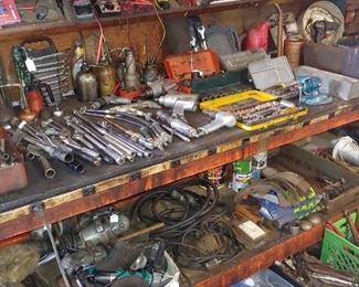 Vintage Oil Cans - Hand Tools - Grinders - Sanders - Pneumatic Tools - Work Bench - Wrenches - Ratchets - Sockets - Pipe Wrenches - Hammers -  And a lot more Tools!!!