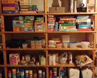 Puzzles - Tupperware - Cleaning Supplies - Paints/Stains - Cooler 