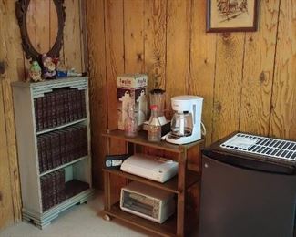 Mirror - Gnomes - Encyclopedia Set - Food Saver Dehydrator - Blender - Coffee Maker - Toaster Oven - Mini Refrigerator - Wheeled Shelf - Bookcase - Picture