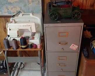 Sewing Machine - Stand - Map - Filing Cabinet 