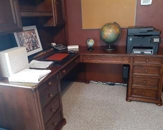 Very nice Cherry executive desk with return, hutch and  built in gun safe