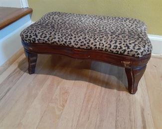 leopard fabric covered stool