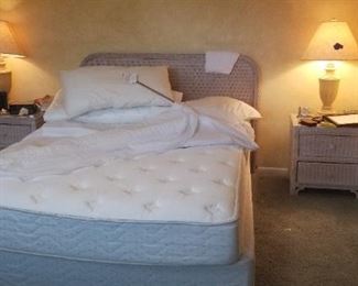 Wicker by Henry Link/Lexington bed with matching nightstands $250 all