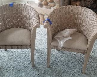 Two rattan side chairs $45 each